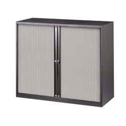 Bisley A4 EuroTambour 2 Shelves W1000xD430xH1030mm Black Frame Silver Shutters Ref ET410/10/2S.SL arn