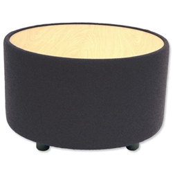 Adroit Tub Reception Table Cylindrical Omega Plus Fabric Diam.600xH380mm Onyx Ref PS1040ROn