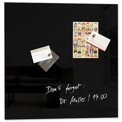 Sigel Artverum High Quality Tempered Glass Magnetic Board With Fixings 480x480mm Black Ref GL110