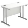 Sonix Style Return / Extension Desk Silver Legs W1000xD600xH720mm White