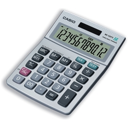 Casio Calculator Euro Desktop Battery/Solar-power 12 Digit 3 Key Memory 103x137x31mm Ref MS120ER