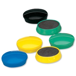 5 Star Round Plastic Covered Magnets 30mm Assorted