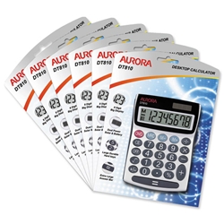 Aurora Calculator Desktop Battery/Solar-power 8 Digit 3 Key Memory 4 Constants Ref DT810 [Pack 6]