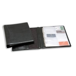 Impala Business Card Ringbinder PVC with 2-sided Welded Clear Pockets Capacity 300 Black Ref BCB30001