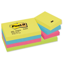 Post-it® Colour Notes Pad of 100 Sheets 38x51mm Warm Neon Ref 653TF [12 pads]