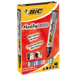 Bic Marking 2300 Permanent Marker Chisel Tip Line Width 3-5.5mm Assorted Ref 820922 [Pack 4]