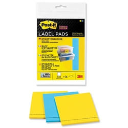Post-It Super Sticky Label Pads 73x73mm Assorted Ref 2900OPEU [75 Labels]