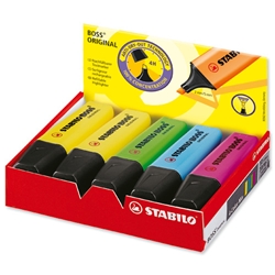 Stabilo Boss Highlighters Chisel Tip 2-5mm Line Assorted [Pack 10]