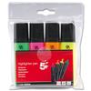 5 Star Highlighter Pen Assorted [Pack 4] - 500836