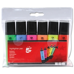 5 Star Assorted Highlighters [Pack 6]