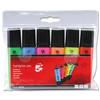 5 Star Highlighter Pen Assorted [Pack 6] - 500925