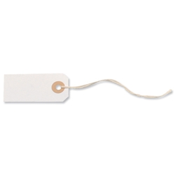 Merit White Strung Paper Tags 70x35mm [Pack 75]