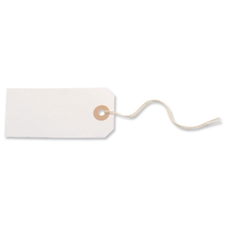 Merit White Luggage Tags, Strung Paper Tags 96x48mm [Pack 75]