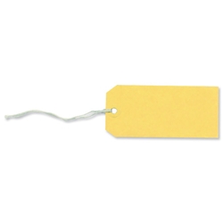 Merit Strung Paper Tags Canary Bulk Boxes Canary Yellow [Pack 1000]