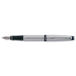 Waterman Expert Fountain Pen Satin Matt Chrome with Stainless Steel Nib Medium Ref S0952060