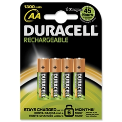 Duracell Battery Rechargeable Accu NiMH 2450 mAh AA Ref 15036491 [Pack 4]