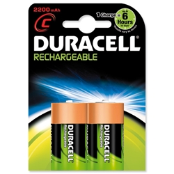 Duracell Battery Rechargeable Accu NiMH 2200mAh C Ref 15036494 [Pack 2]