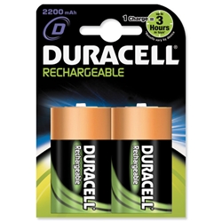 Duracell Battery Rechargeable Accu NiMH 2200mAh D Ref 15036493 [Pack 2]