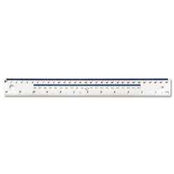 Helix Ruler Plastic Shatter-resistant 10ths 16ths/inch and Millimetres 300mm Light Blue Tint Ref L16025