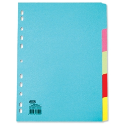 Elba Card Dividers Europunched 5-Part A4 Plus Extra Wide Assorted Ref 100080809