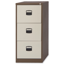 Trexus A4 Filing Cabinet Steel Lockable 3-Drawer W470xD622xH1016mm Brown and Cream