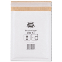 Jiffy Mailmiser Protective Envelopes Bubble-lined No.0 White 140x195mm Ref JMM-WH-MP0 [Pack 10]