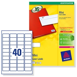 Avery Mini Labels Laser 40 per Sheet 45.7x25.4mm White Ref L7654-25 [1000 Labels]