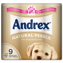 Andrex Toilet Rolls 2-Ply 240 Sheets Natural Pebble Ref VKC4974125 [Pack 9]