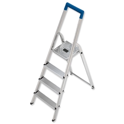 Hailo L20 Folding Aluminium Ladder 4 Non Slip Ribbed Steps 3.9kg Ref 8924-001