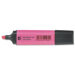 5 Star Highlighters Chisel Tip 1-4mm Line Pink [Pack 12]