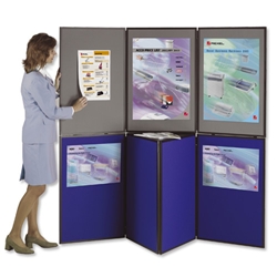 Nobo Showboard Display 12kg 7 Panels Each of W600xH900xD20mm Sides Blue and Grey Ref 1901080