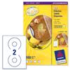 Avery Laser CD/DVD Labels 2 Per Sheet White [200 Labels] - L6043-100