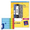 Avery Filing Labels Laser Lever Arch 4 per Sheet 200x60mm Assorted Ref