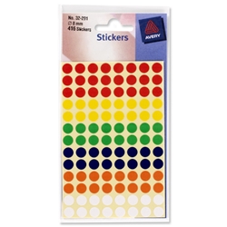 Avery Circular Labels Diam.8mm Assorted Ref 32-291 [416 Labels]