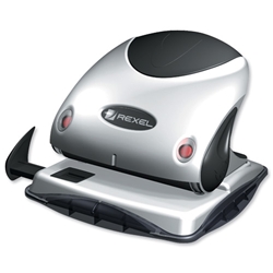 Rexel P225 Punch 2-Hole Robust Metal with Nameplate Capacity 25x 80gsm Silver and Black Ref 2100743