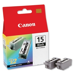 Canon BCI-15BK Inkjet Cartridge Black Ref 8190A002 [Pack 2]