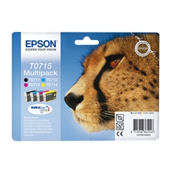 Epson T0715 Inkjet Cartridge DURABrite Cheetah Cyan/Magenta/Yellow/Black Ref C13T07154010 [Pack 4]
