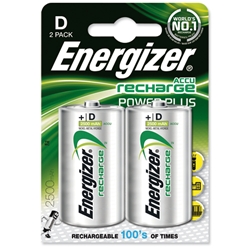 Energizer Battery Rechargeable Advanced Size D 1.5V NiMH 2500mAh HR20 Ref 626149 [Pack 2]