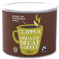 Clipper Fairtrade Instant Decaffeinated Coffee Organic Granules Freeze Dried Tin 500g Ref A06746