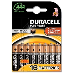 Duracell Plus Battery Alkaline 1.5V AAA Ref 81275276 [Pack 16]