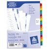 Avery Index Multipunched with Coloured Mylar Tabs A-Z 20-Part A4 White Ref 05473501
