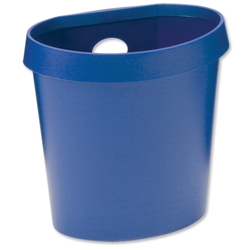Avery DR500 Waste Bin with Rim Flat Back 18 Litres W350xD250xH340mm Blue Ref DR500BLU
