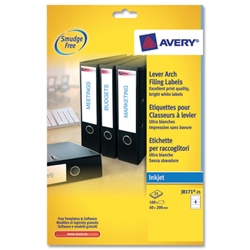 Avery Filing Labels Inkjet Lever Arch 4 per Sheet 200x60mm Ref J8171-25 [100 Labels]