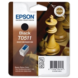 Epson T0511 Inkjet Cartridge Chess Page Life 900pp Black Ref C13T05114010