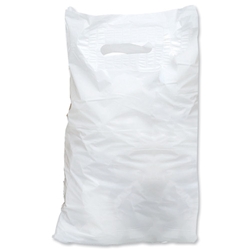 Ambassador Carrier Bags Polythene Patch Handle 30 microns 381x457x76mm White Ref CB-SPIC01-A [Pack 500]