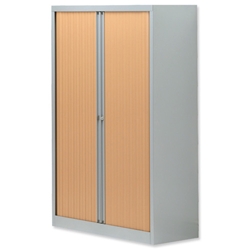 Bisley A4 EuroTambour 3 Shelves W1000xD430xH1600mm Silver Frame Maple Shutters Ref ET410/16.MP arn