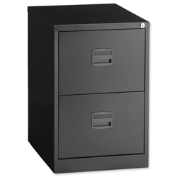 Trexus Filing Cabinet Steel Lockable 2-Drawer W470xD622xH711mm Black Ref CC2H1A av1
