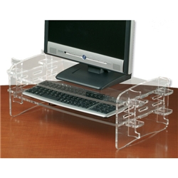 Compucessory Monitor and Keyboard Stand Variable Height Capacity 12kg Acrylic Clear Ref 761128