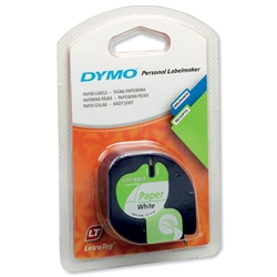 Dymo LetraTag Paper Tape 12mmx4m Pearl White Ref 91200 S0721510