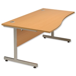 Influx Wave Desk Left-hand W1600xD1000xH720mm Beech - Item image